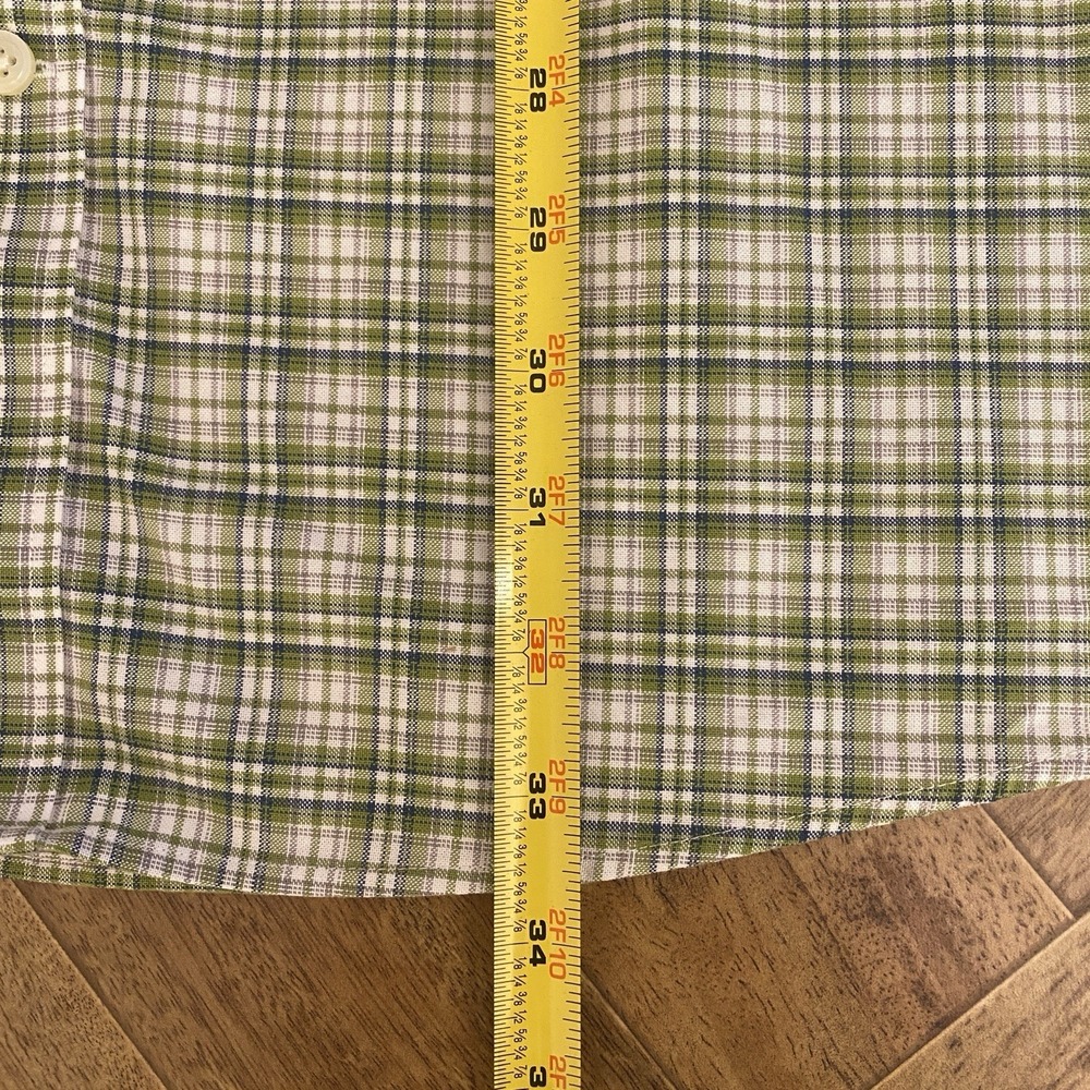 Eddie Bauer Wrinkle Free Relaxed Fit Mens XLT Button Up Green Plaid Short Sleeve - Picture 6 of 7
